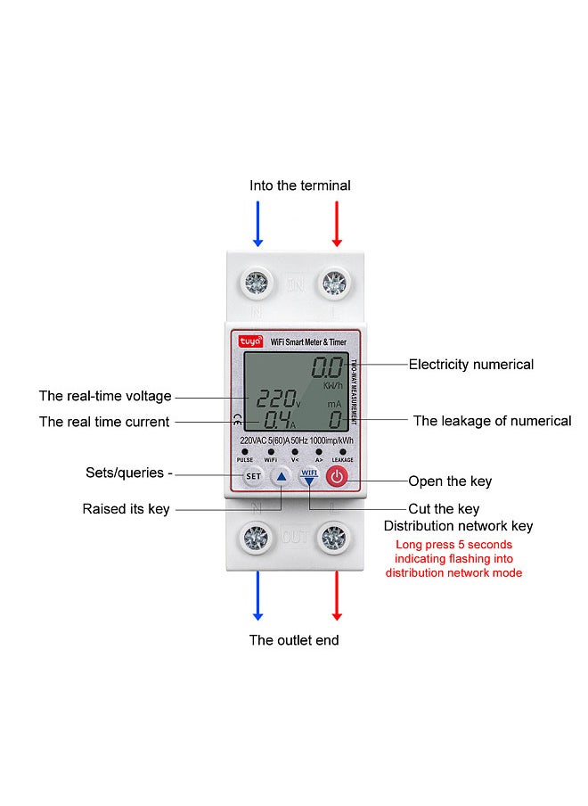 Tuya WiFi Intelligent Automatic Reclosing Protector Multifunctional Current Voltage Monitoring Circuit Breaker LCD Display Switch Power Meter Protections Values Settable Mobilephone APP Control  - Image 2
