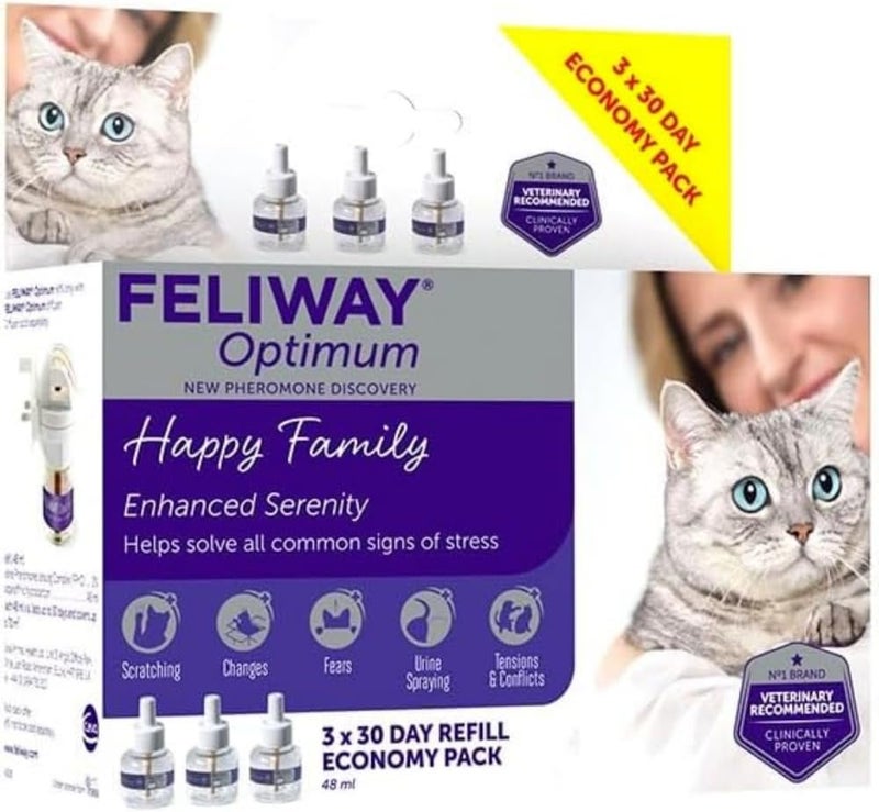 Feliway Optimum Refill,Purple, 3 Pack - Image 1