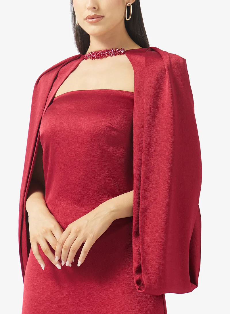 Namshi x  Cape Sleeve Detail Evening Gown for Women | Best Price UAE