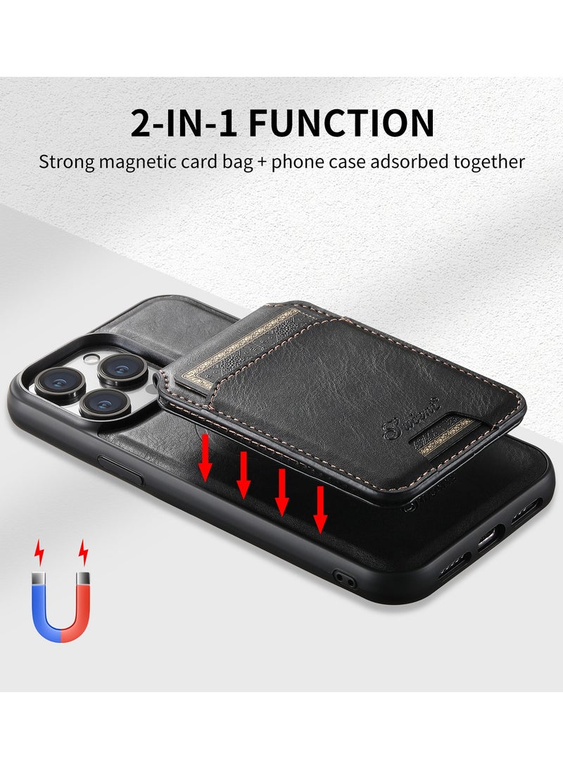 Suteni حافظة هاتف قابلة للفصل 2 في 1 متوافقة مع الشحن اللاسلكي وحامل بطاقات مغناطيسي وغطاء خلفي يمكن وضعه لهاتف IPhone 15ProMax 15Plus 14 13 12 - Image 2