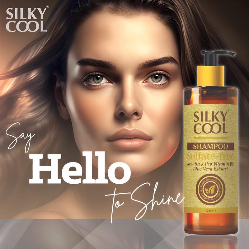 Silky Cool Sulfate-free With Keratin, Pro Vitamin B5, And Aloe Vera Extract (Shampoo 500 ml) - Image 4