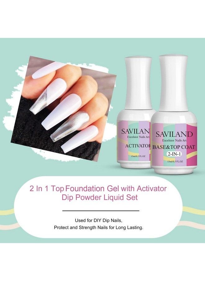 Saviland Dipping Powder Liquid Set 2 In 1 Dip Powder Base & Top Coat With Activator 15Ml0.5Oz Dip Nail Liquid Set For Dipping Powder Nail Kit Fast Dry No Nail Lamp Needed  - Image 3
