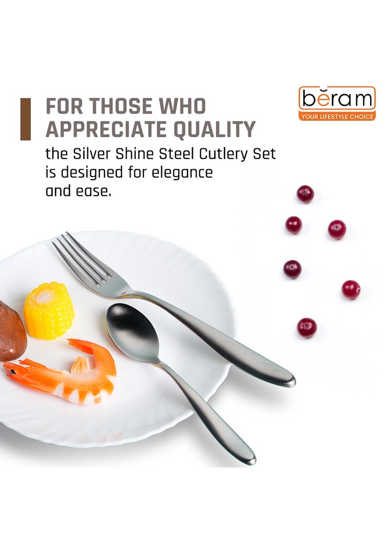 Silver Shine Steel Cutlery Set, Stainless Steel Flatware Set, 18/10 Grade, Kitchen Utensils Set, Tableware Set For Home, Restaurants, Hotels and More - Image 2