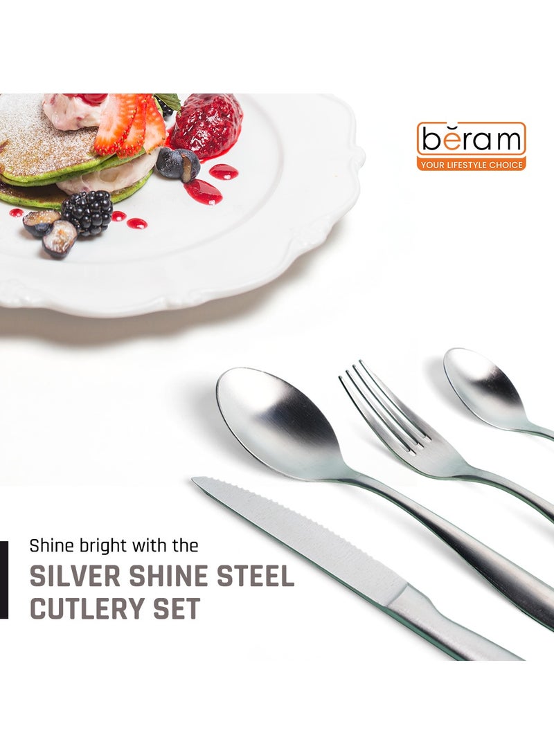 Silver Shine Steel Cutlery Set, Stainless Steel Flatware Set, 18/10 Grade, Kitchen Utensils Set, Tableware Set For Home, Restaurants, Hotels and More - Image 3