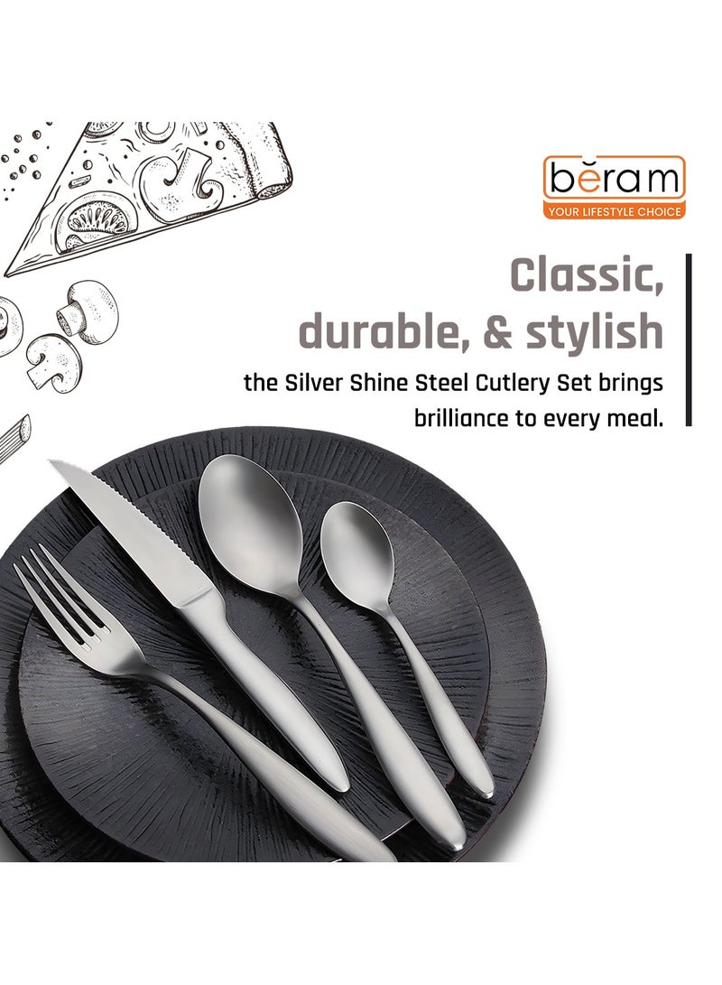 Silver Shine Steel Cutlery Set, Stainless Steel Flatware Set, 18/10 Grade, Kitchen Utensils Set, Tableware Set For Home, Restaurants, Hotels and More - Image 4
