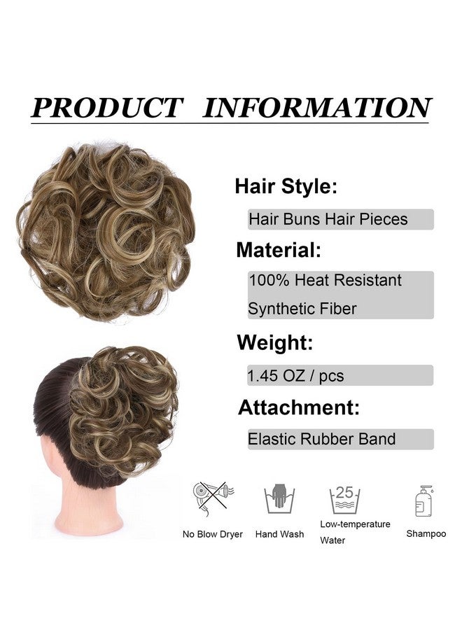 إيلين قطعة شعر من كعكة الشعر، قطعة شعر فوضوية ومموجة ومجعد، قطع شعر صناعية أوبدو للنساء أشقر رمادي وبني ذهبي متوسط مختلط 60 - Image 3