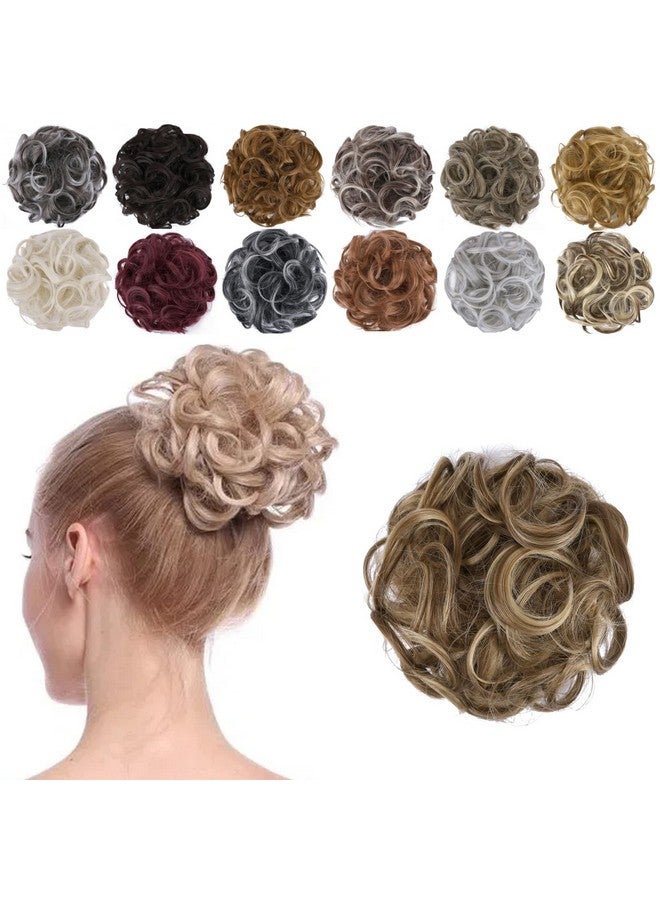 إيلين قطعة شعر من كعكة الشعر، قطعة شعر فوضوية ومموجة ومجعد، قطع شعر صناعية أوبدو للنساء أشقر رمادي وبني ذهبي متوسط مختلط 60 - Image 1