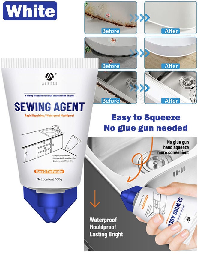 ASHILE Waterproof Squeeze Tube Adhesive Caulk Sealant Glue Sealer Easy To Apply for Home Use Indoor Kitchen Sink Bathroom Basin Toilet Edge Ceramic Tile  - Image 1