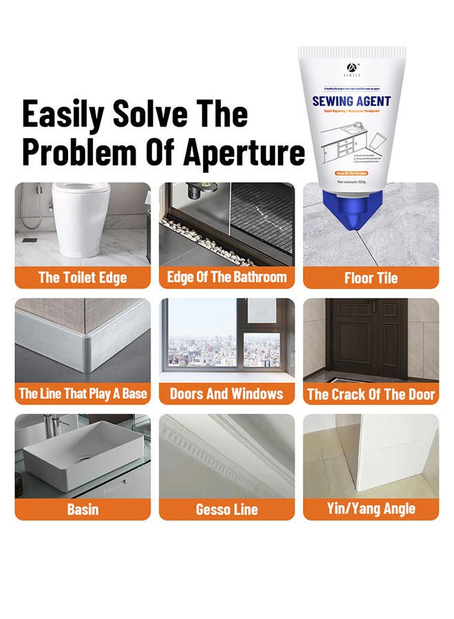 ASHILE Waterproof Squeeze Tube Adhesive Caulk Sealant Glue Sealer Easy To Apply for Home Use Indoor Kitchen Sink Bathroom Basin Toilet Edge Ceramic Tile  - Image 5
