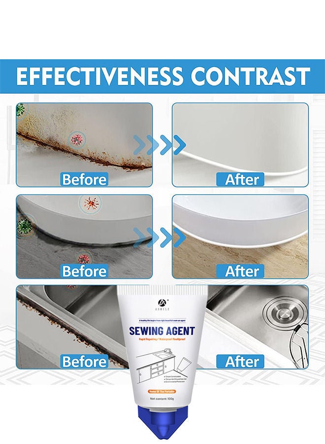 ASHILE Waterproof Squeeze Tube Adhesive Caulk Sealant Glue Sealer Easy To Apply for Home Use Indoor Kitchen Sink Bathroom Basin Toilet Edge Ceramic Tile  - Image 4