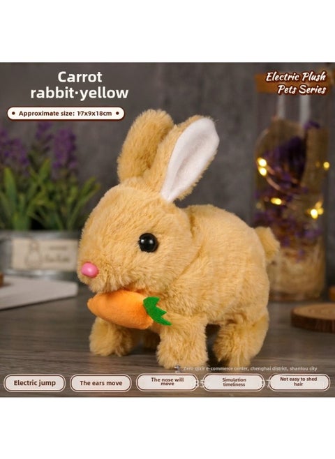 Electric Rabbit Plush Colorful White Rabbit Simulation Pet Walking And Calling And Moving Mouth Shaking Ears Pet Toy-Color:Carrot Rabbit -Specifications:Naked