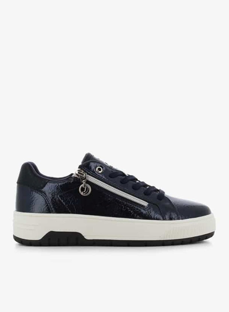 SJ Women's Solid Shoes with Lace-Up Closure and Zip Detail - Image 1