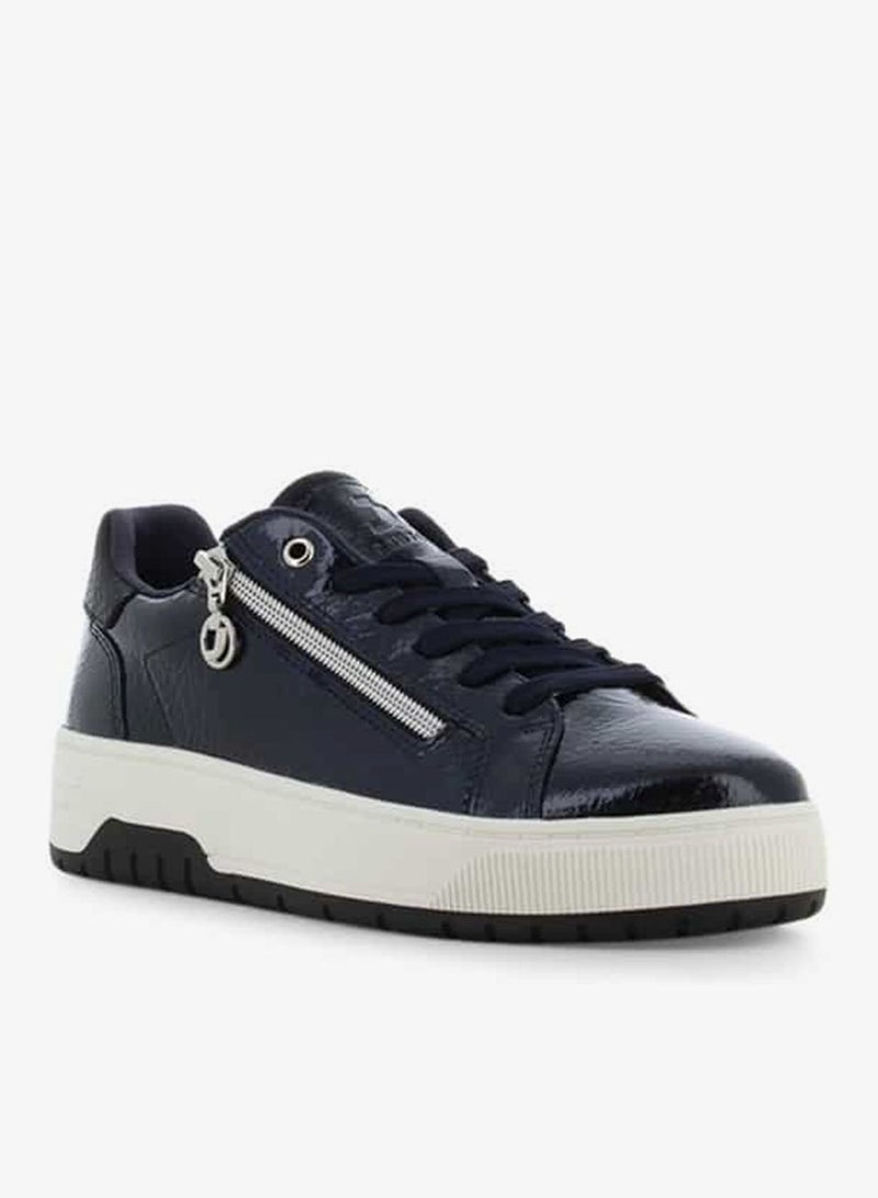 SJ Women's Solid Shoes with Lace-Up Closure and Zip Detail - Image 2