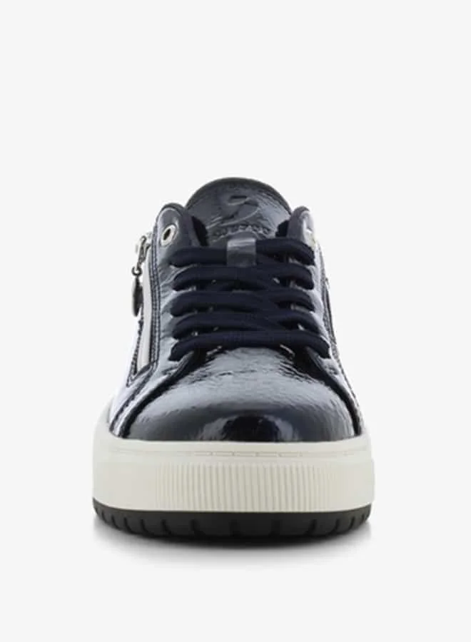 SJ Women's Solid Shoes with Lace-Up Closure and Zip Detail