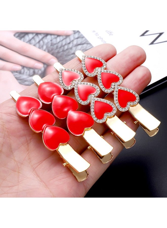 BVGA Valentine’S Day Hair Clips Sparkly Rhinestone Enamel Cupid Heart Hairpins For Women Girls Sweet Romantic Triple Love Alligator Clips Barrettes Pretty Styling Hair Accessory Party Gifts (4 Packs) - Image 5