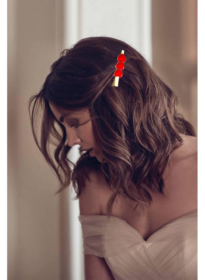 BVGA Valentine’S Day Hair Clips Sparkly Rhinestone Enamel Cupid Heart Hairpins For Women Girls Sweet Romantic Triple Love Alligator Clips Barrettes Pretty Styling Hair Accessory Party Gifts (4 Packs) - Image 2