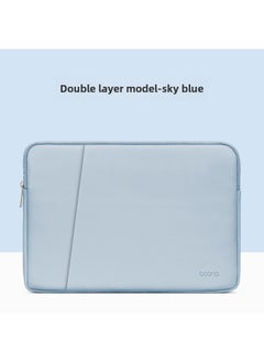 Leather Laptop Bag Inner Sleeve Compatible For huawei Matebook Lenovo Macbook Computer Bag Fashionable Business Case-Color:Double Layer Sky Blue-Dimensions:16/17 Inch