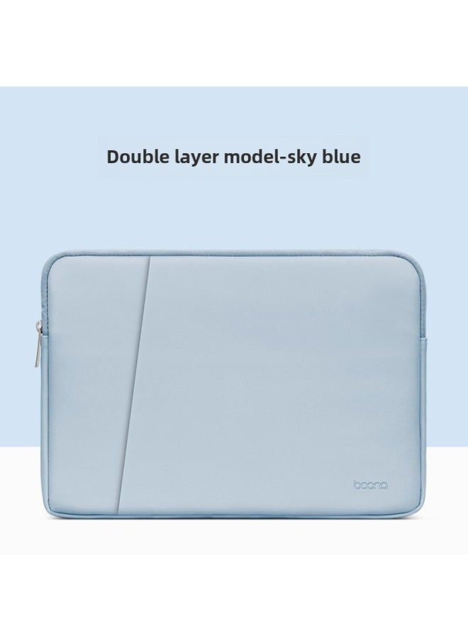Generic - Leather Laptop Bag Inner Sleeve Compatible For huawei Matebook Lenovo Macbook Computer Bag Fashionable Business Case-Color:Double Layer Sky Blue-Dimensions:16/17 Inch - Image 1