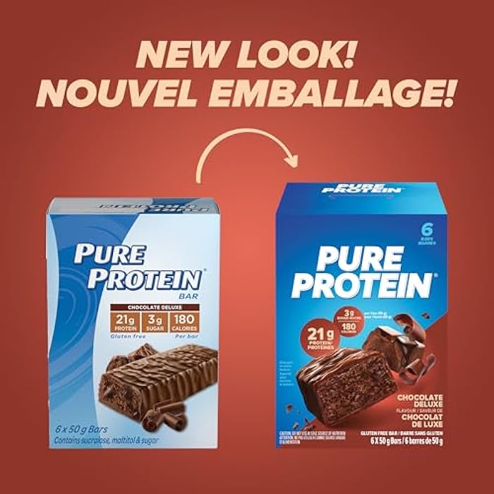 Pure Protein Gluten Free Chocolate Protein Bars, 50g, 6ct, 20g Protein Per Bar, Imported from Canada - Image 3
