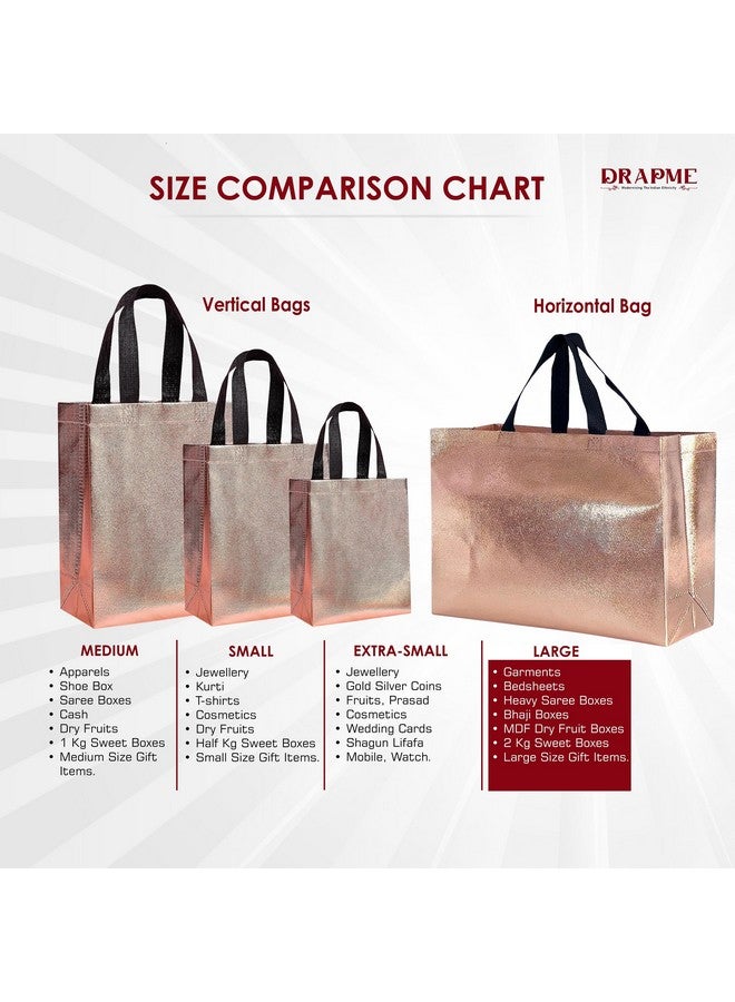 Drapme Large Size Pack of 5 Pcs Glossy Metallic Laminated Non-Woven Reusable Eco-Friendly Party Return Gift Bags (Mix) (Large 17x12x5 Inch) - Image 4