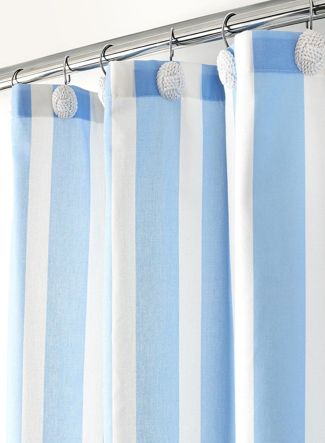 Sunlit Farmhouse Fabric Shower Curtain, Blue and White Stripes Patchwork Shower Curtains for Natural Country Bathroom Decoration, Modern Style Refreshing Striped Design Bathroom Decor, 72" x 72" - Image 4