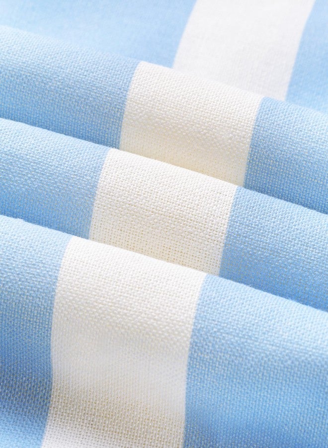 Sunlit Farmhouse Fabric Shower Curtain, Blue and White Stripes Patchwork Shower Curtains for Natural Country Bathroom Decoration, Modern Style Refreshing Striped Design Bathroom Decor, 72" x 72" - Image 2
