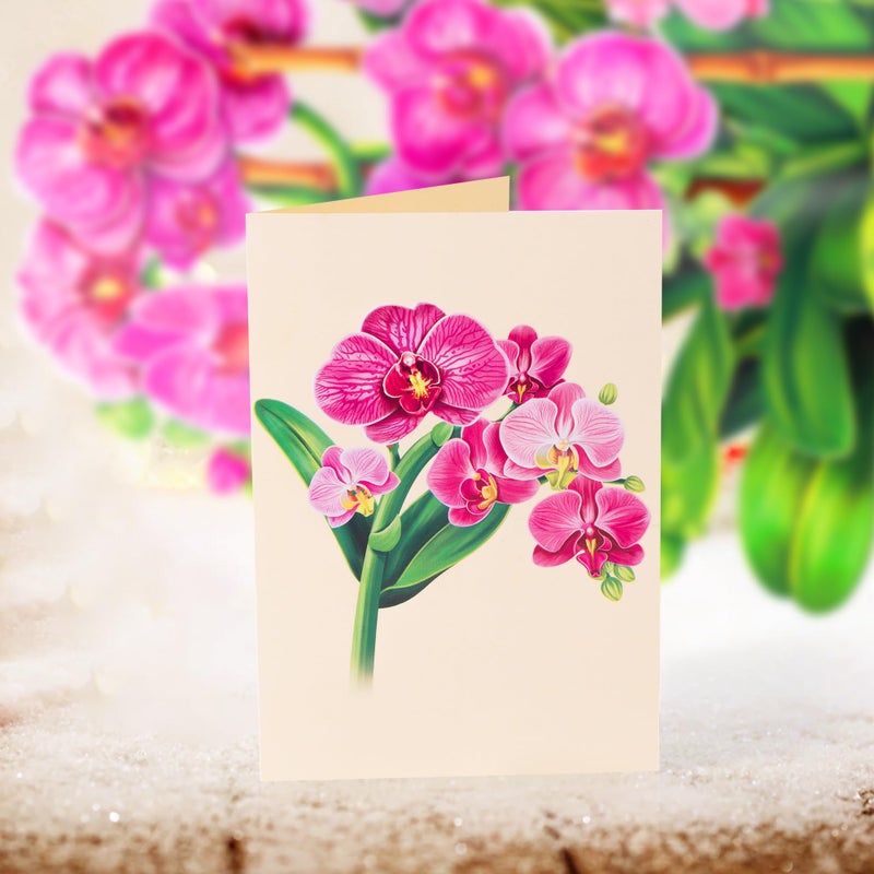 Airpark Pop Up Flower Card, 3D Paper Flowers Bouquet, Birthday, Thank You, Get Well Greeting Cards with Note Card & Envelope, Orchids - Image 4