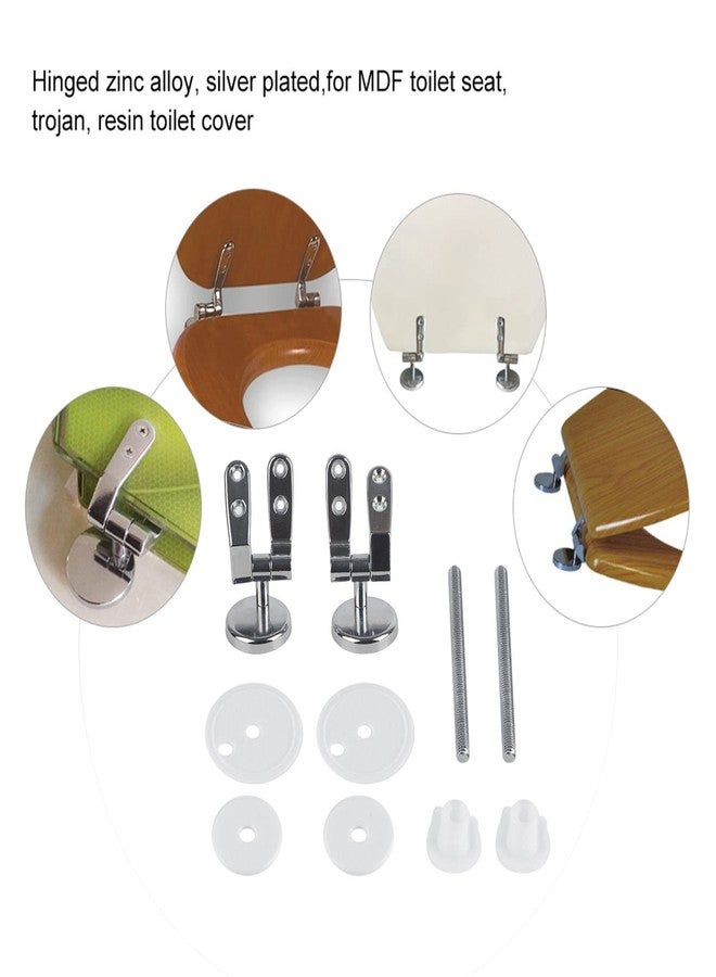 Fdit Replacement Toilet Seat Hinge Chrome Hinge With Fittings Bathroom Hotel Set Zinc Alloy Hinge & Stainless Steel Screws - Image 3
