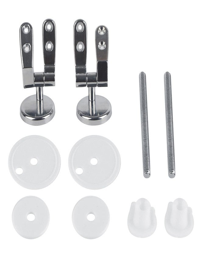 Fdit Replacement Toilet Seat Hinge Chrome Hinge With Fittings Bathroom Hotel Set Zinc Alloy Hinge & Stainless Steel Screws - Image 1