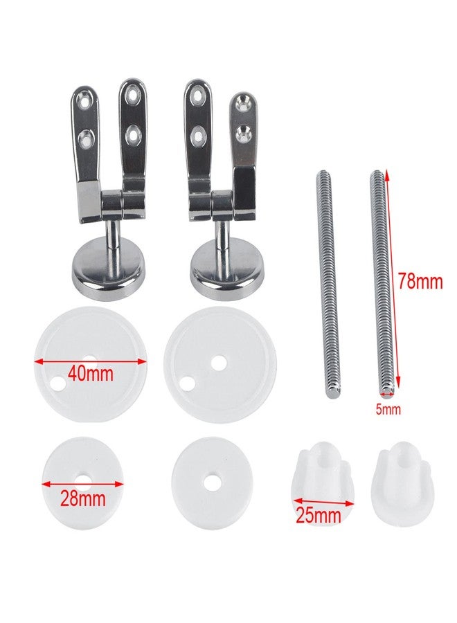 Fdit Replacement Toilet Seat Hinge Chrome Hinge With Fittings Bathroom Hotel Set Zinc Alloy Hinge & Stainless Steel Screws - Image 2