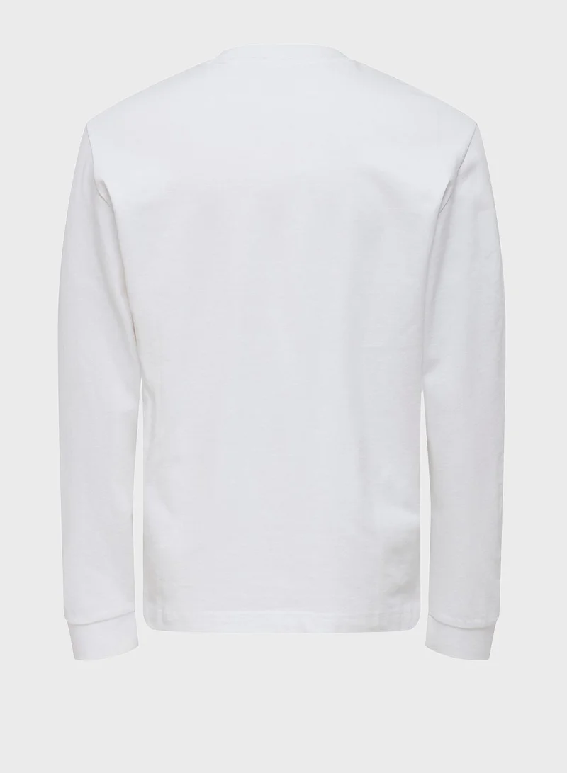 Only & Sons Redacted Logo Crew Neck T-Shirt