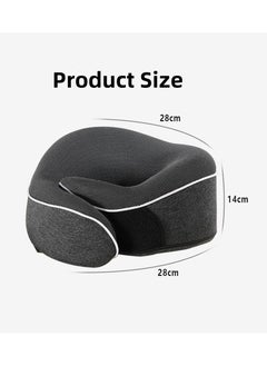 Generic Travel Neck Pillow and 3 Pairs of Sleep Earplugs, Memory Foam U Shaped Neck Support 100% Pure Memory Foam Pillow Ergonomic Design Soft Best Full Neck Surround Pillow Sleep for Airplane Car Office and Home Resting (black)  - Image 2