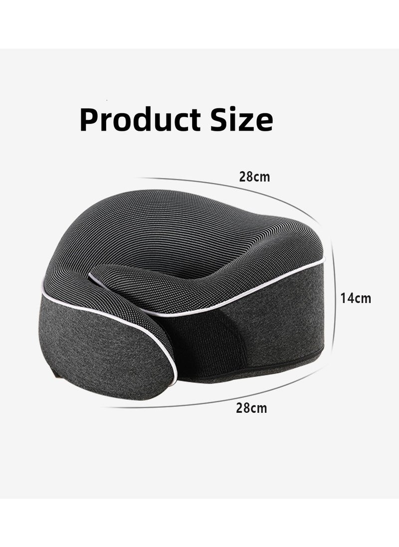 Generic Travel Neck Pillow and 3 Pairs of Sleep Earplugs, Memory Foam U Shaped Neck Support 100% Pure Memory Foam Pillow Ergonomic Design Soft Best Full Neck Surround Pillow Sleep for Airplane Car Office and Home Resting (black)  - Image 2