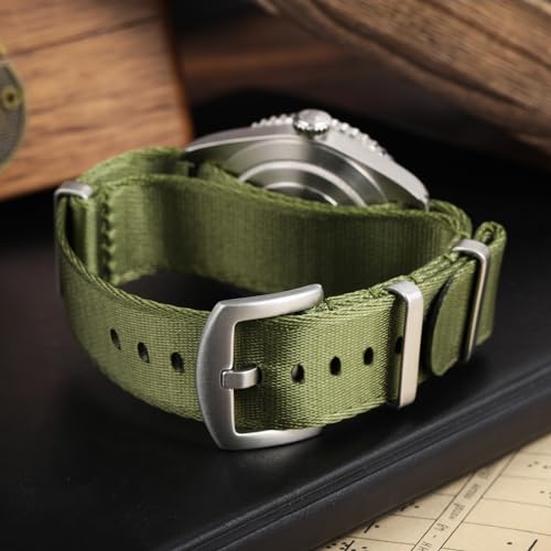 watchdives Nylon Watch Band 18mm 20mm 22mm Multicolor Replacement Watch Straps for Men Women (Silver/Army Green, 20mm) - Image 5