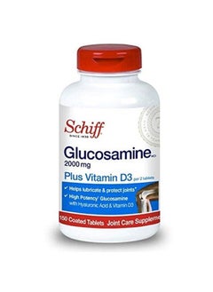 Schiff Glucosamine 2000mg (per serving) + Vitamin D3, Schiff Tablets (150 count in a bottle), Joint Care & Immune Health Supplement That Helps Support Joint Mobility & Flexibility*, Hyaluronic Acid, HA  - Image 1