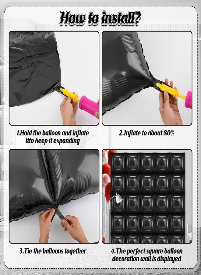 Clothsport 25 PCS 19inches Black Square Foil Balloons Wall | Double Sided Cube Balloons Tunnel Arch Kit - Ideal for Birthday, Wedding, Anniversary Background Decorations(Black) - Image 3