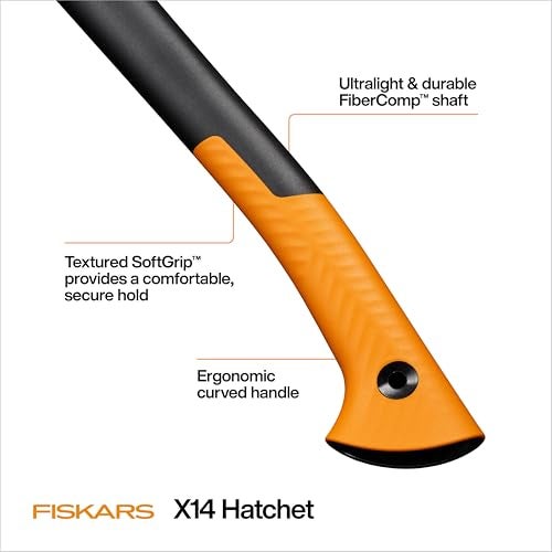 Fiskars X14 Universal Hatchet 14", Forged Steel Blade for Limbing & Chopping Kindling, Ergonomic Curved FiberComp Handle & Low-Friction Coating for Clean Cuts in Fresh Resinous Wood - Image 4