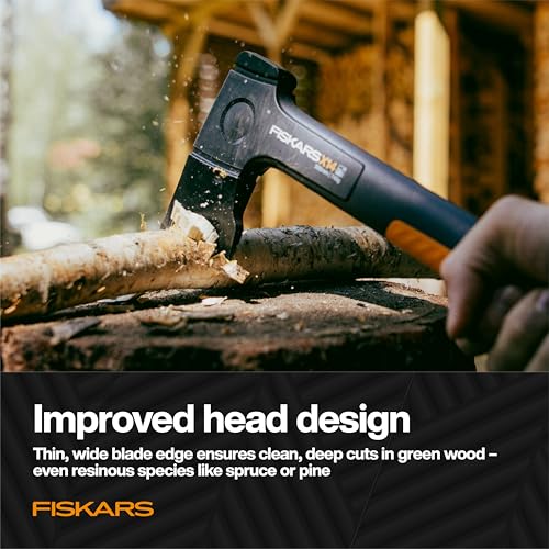 Fiskars X14 Universal Hatchet 14", Forged Steel Blade for Limbing & Chopping Kindling, Ergonomic Curved FiberComp Handle & Low-Friction Coating for Clean Cuts in Fresh Resinous Wood - Image 5