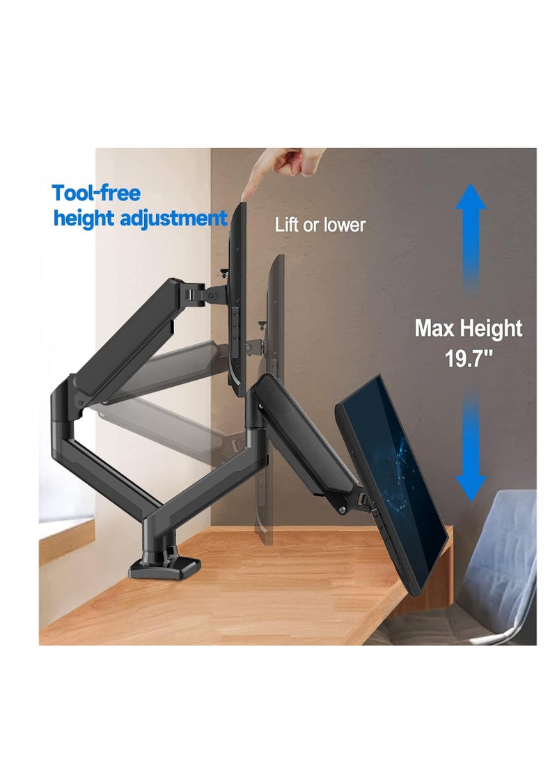 ELTRAZONE Versatile Dual Monitor Mount - Adjustable Gas Spring Arm Stand for Enhanced Workspace Ergonomics - Clamp or Grommet Base - Supports 13 to 32 Inch Monitors"  - Image 4