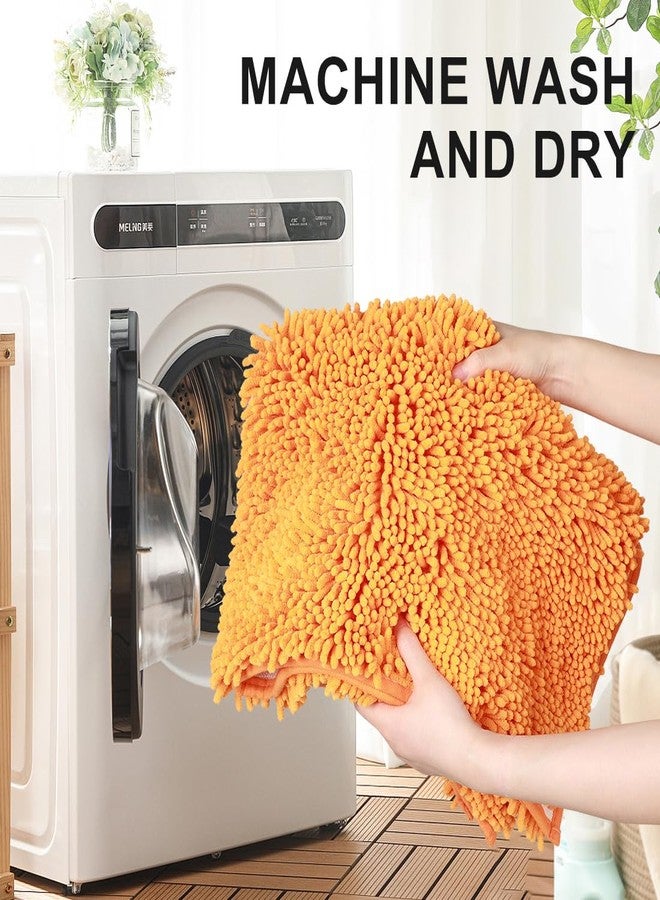 vctops سجاد استحمام شينيل فخم برتقالي من VCTOPS، ناعم للغاية ويمتص الماء، سجادة شاج من الألياف الدقيقة، سجادة عداء غير قابلة للانزلاق لحمام الدش، برتقالي 16" × 24" - Image 5