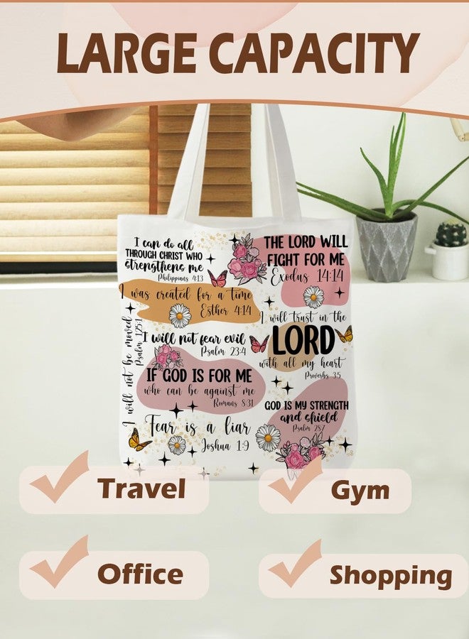 Supwhd Boho Floral Christian Tote Bag, Christian Gifts for Women, Faith Based Gifts, Inspirational Bible Verses Religious Canvas Bags for Women, Reusable Grocery Bags Shopping Bags - Image 2