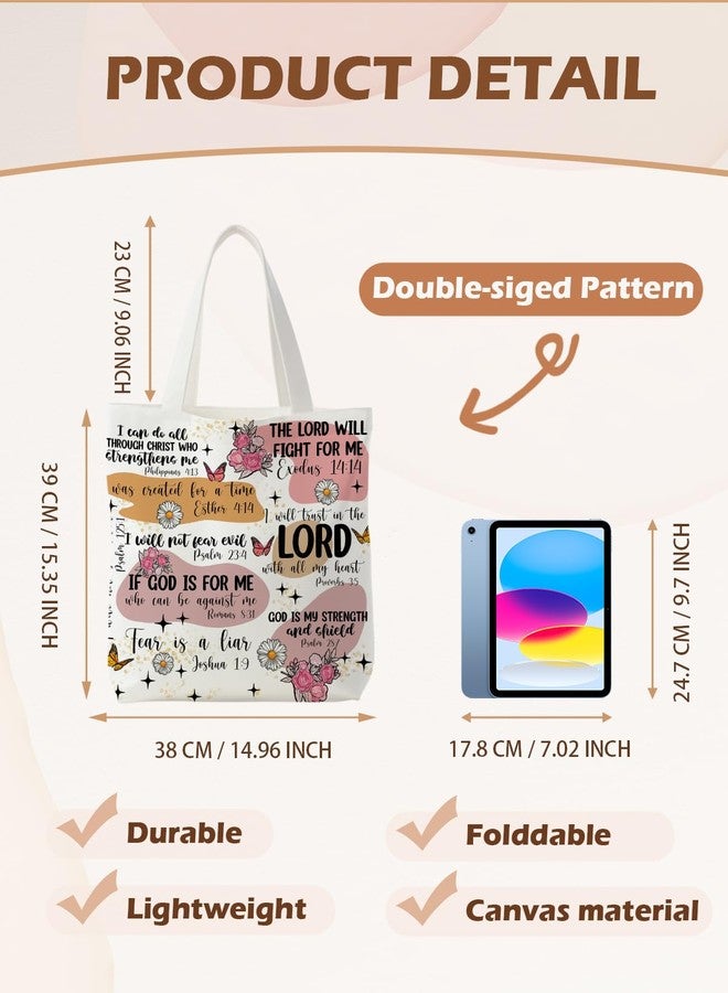 Supwhd Boho Floral Christian Tote Bag, Christian Gifts for Women, Faith Based Gifts, Inspirational Bible Verses Religious Canvas Bags for Women, Reusable Grocery Bags Shopping Bags - Image 5