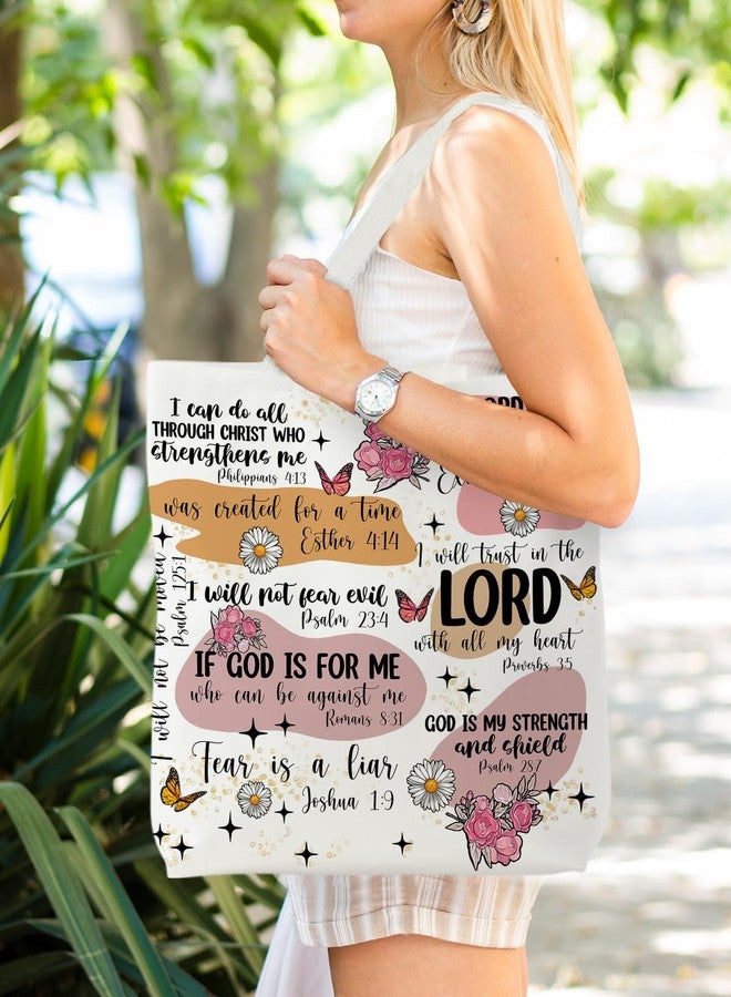 Supwhd Boho Floral Christian Tote Bag, Christian Gifts for Women, Faith Based Gifts, Inspirational Bible Verses Religious Canvas Bags for Women, Reusable Grocery Bags Shopping Bags - Image 4