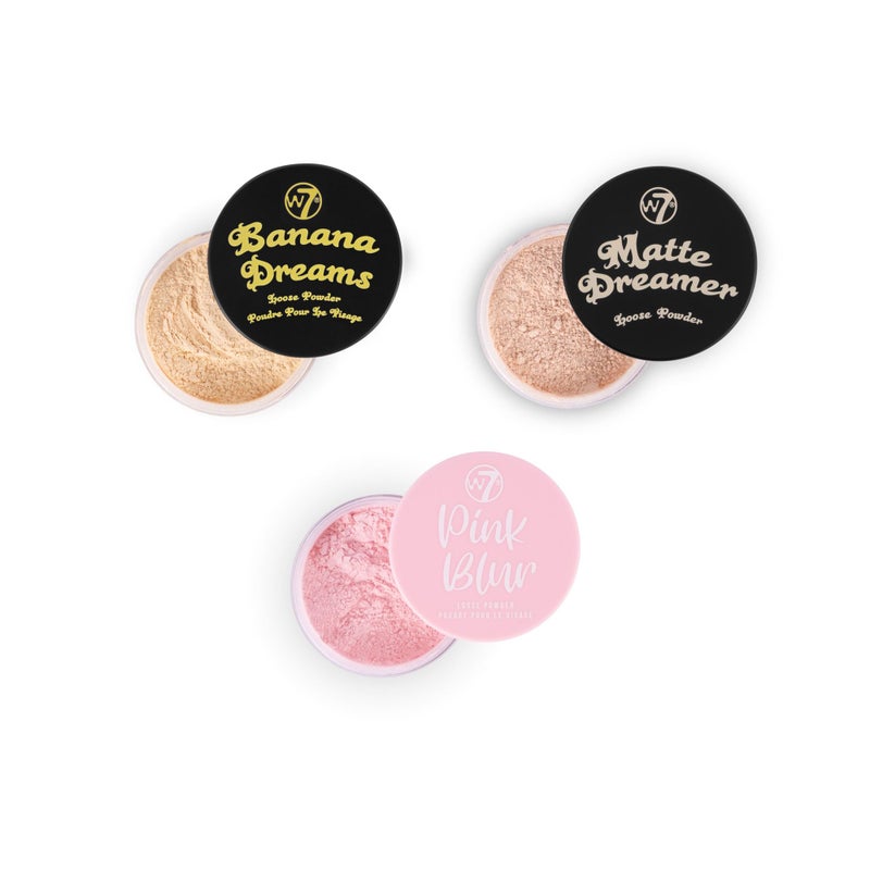 W7 Loose Face Powder Trio - 3 Piece Set - Banana, Nude & Pink Toned Powders - Ultra-Fine Setting Powder for Flawless Makeup - Image 1