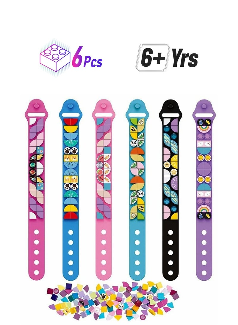 NIBEMINENT Bracelets, Kids Building Blocks Dots DIY Creative Craft Bracelet Making Kit for Kids, Friendship Construction Toys Birthday Girls Boys 6PCS - Image 1