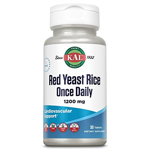 KAL Red Yeast Rice Once Daily 1200mg, Cardiovascular Support* Supplement with Naturally Occurring Unsaturated Fatty Acids, Amino Acids & Phytonutrients, Vegan, Gluten Free, 30 Servings, 30 Tablets - Image 1