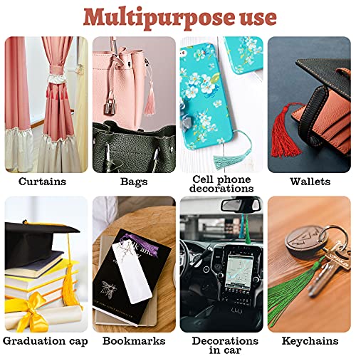 Creatrill كريتريل 100 قطعة 13 سم/5 بوصة خيوط حريرية مصنوعة يدويًا مع حلقات لصنع المجوهرات، مشاريع DIY، علامات الكتب، 20 لون، 5 قطع من كل لون - Image 4