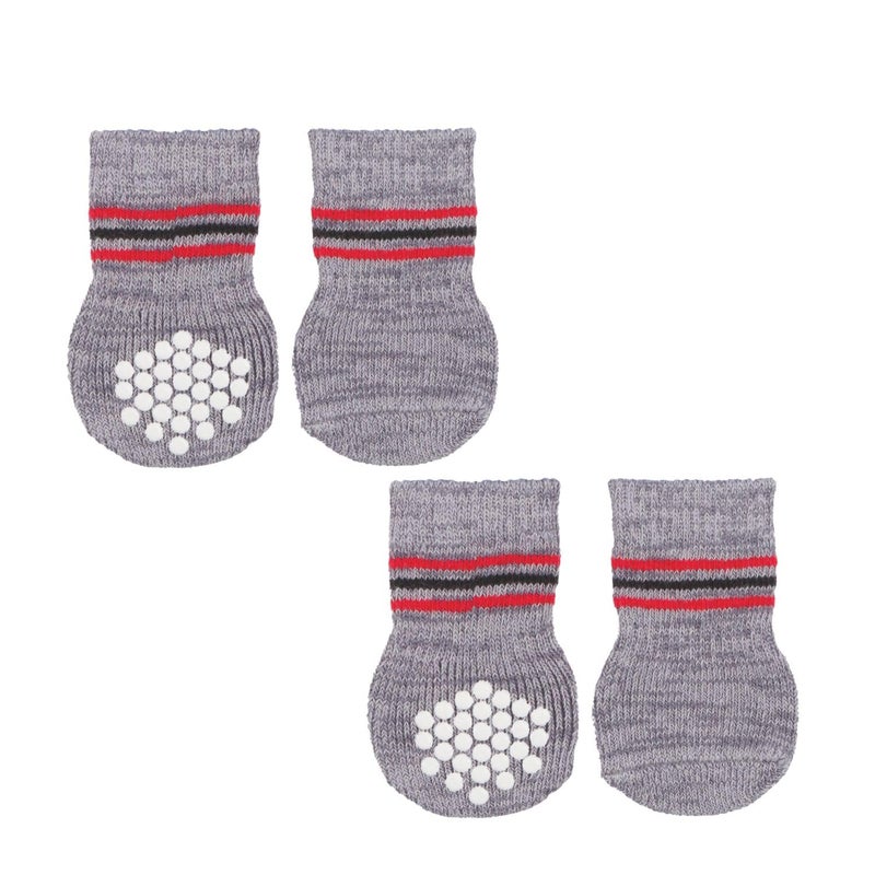 Trixie Non-Slip Socks for Dogs, Paw Protecter, Protect from Small Wounds, Cold Floors and Dusty Furniture, Grey (Color May Vary), 4 pcs (XS-S) - Image 1