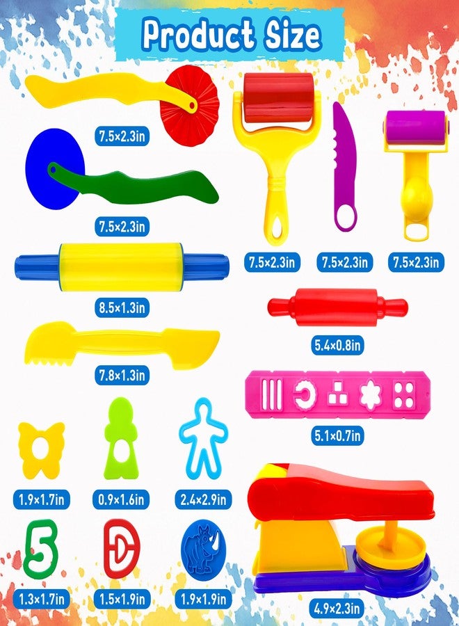 iShyan Dough Tools Play for Kids,70Pcs Basic Dough Play Toys Includes Roller, Rolling Pins,Letter Number Shape Cutters,Storage Bag - Image 2