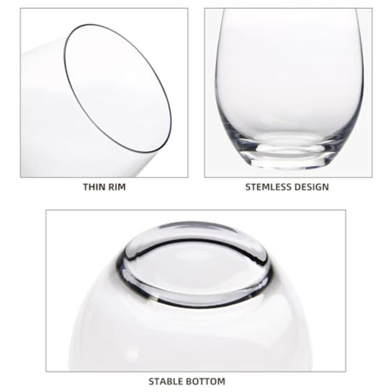 Stemless Wine Glasses Set of 12, 15 Ounce Smooth Rim Standard Wine Glass Tumbler for Red, White Wine, Dishwasher Safe - Image 5